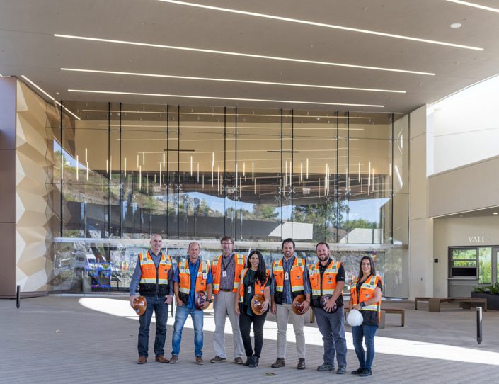 Swinerton Valley View Casino Team poses in front of project